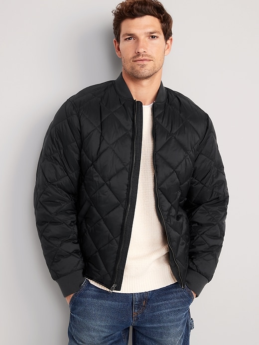 Image number 1 showing, Water-Resistant Quilted Bomber Zip Jacket