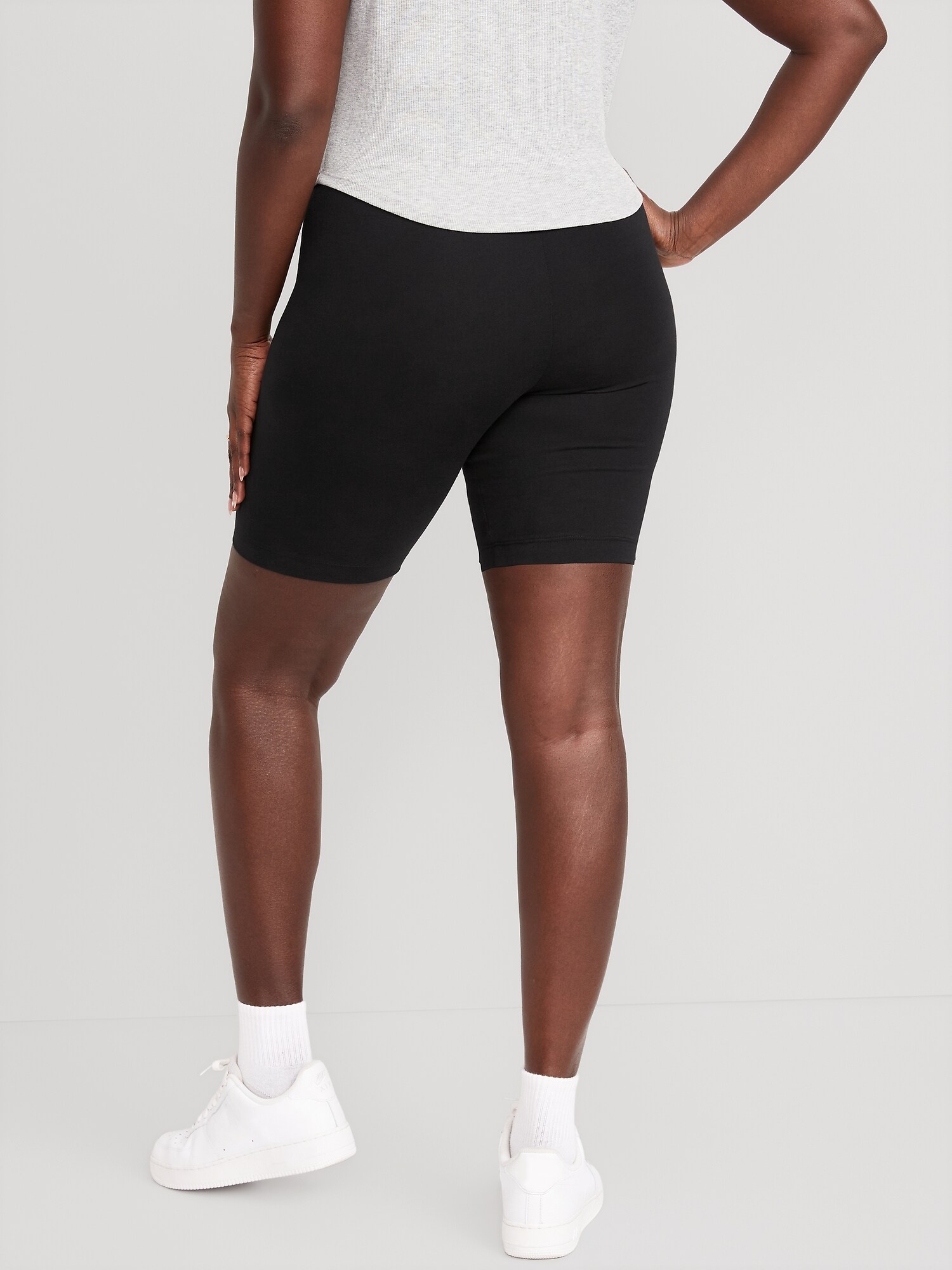 Женские шорты Old Navy High-Waisted Cotton Biker Shorts 3-Pack -- 8-inch inseam, цвет: Чёрный — фото 2
