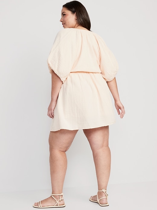 Image number 8 showing, Waist-Defined Puff-Sleeve Mini Dress