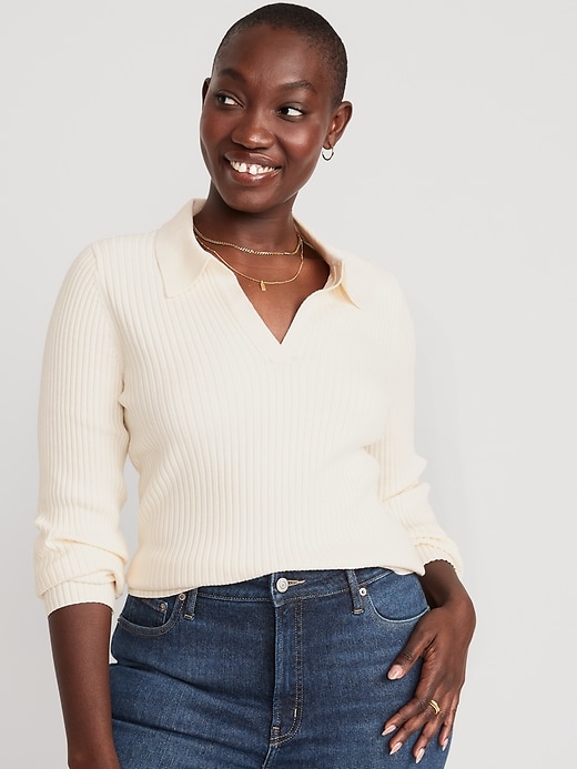 RibKnit Collared Sweater for Women Old Navy