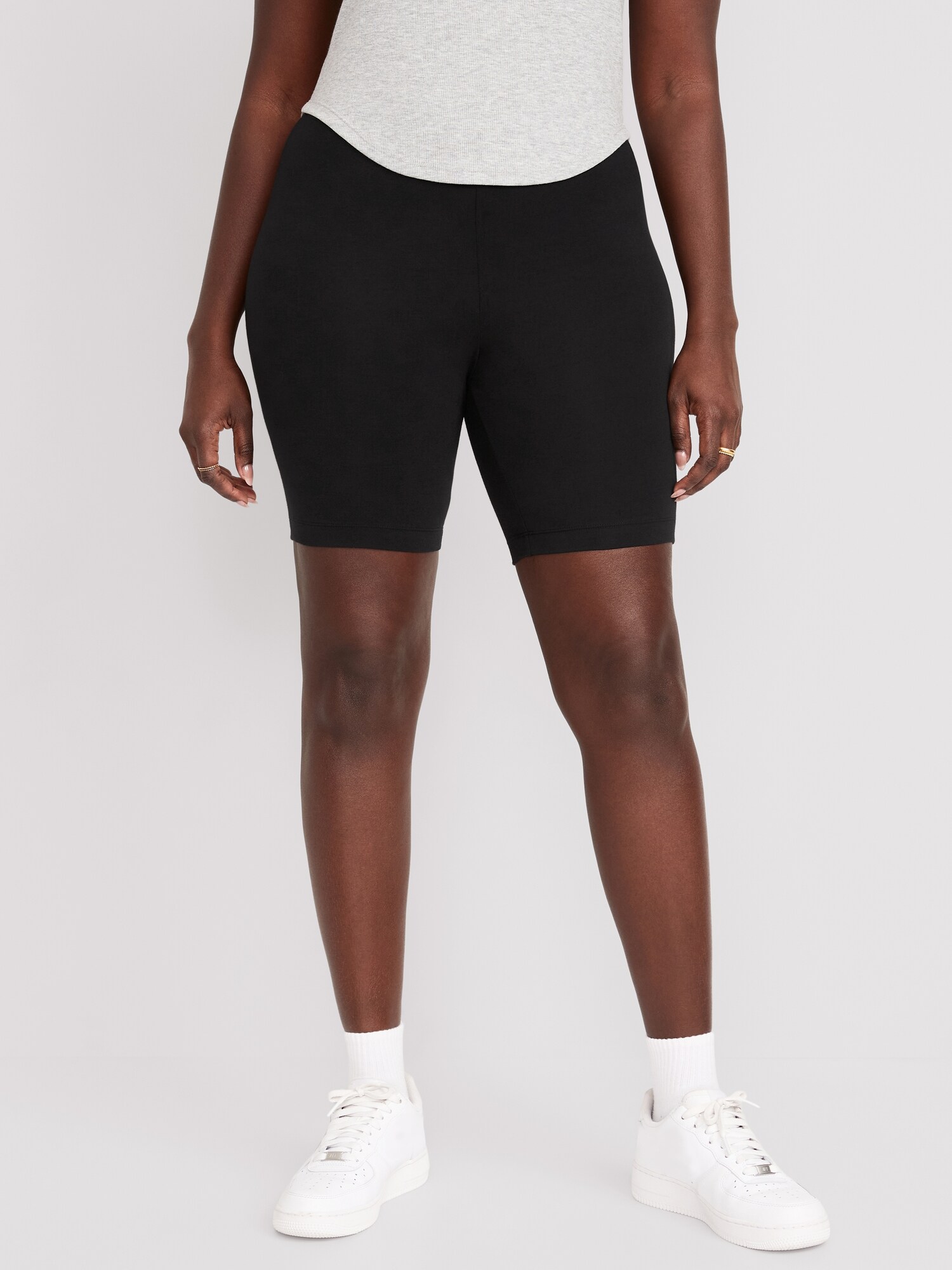 Женские шорты Old Navy High-Waisted Cotton Biker Shorts 3-Pack -- 8-inch inseam, цвет: Чёрный — фото 3