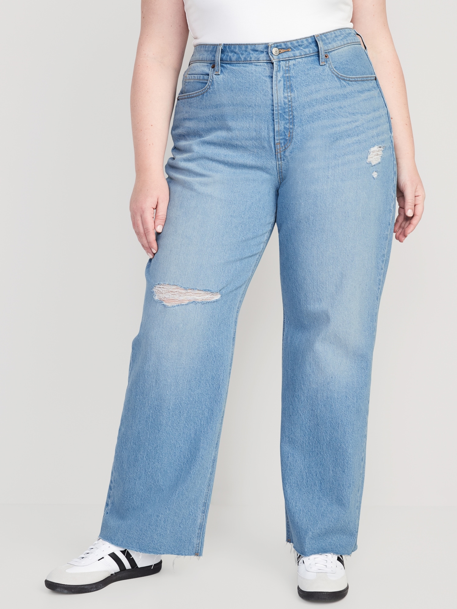 Curvy Extra High-Waisted Cut-Off Wide-Leg Jeans for Women | Old Navy