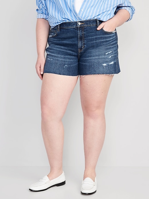 Mid Rise Boyfriend Ripped Cut Off Jean Shorts 3 inch inseam Old Navy