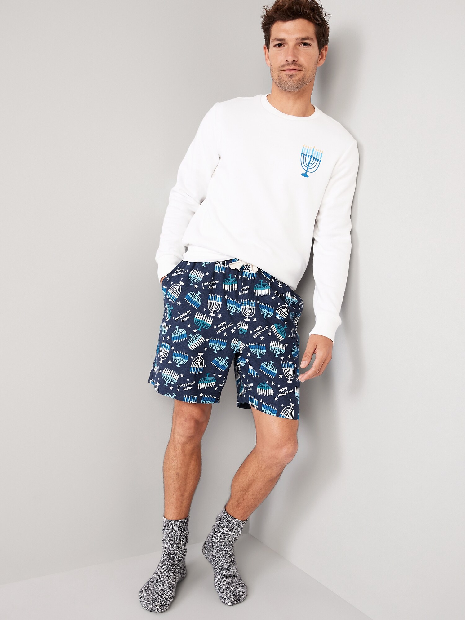 Matching Printed Flannel Pajama Shorts for Men -- 7-inch inseam