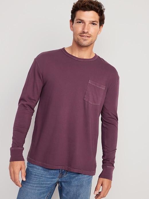 Old Navy Vintage Garment-Dyed Long-Sleeve T-Shirt for Men. 1