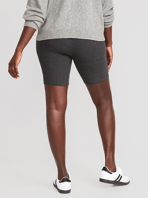Image number 6 showing, High-Waisted Rib-Knit Biker Shorts for Women -- 8-inch inseam