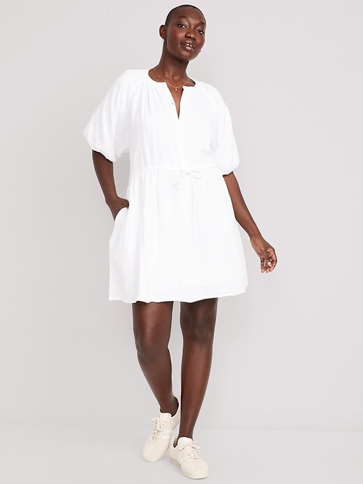 knee length dresses for ladies Waist-Defined Ruffle-Trim Mini Dress for Women
