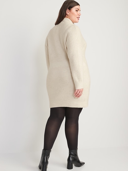 Image number 8 showing, Mock-Neck Quarter-Zip Mini Sweater Shift Dress