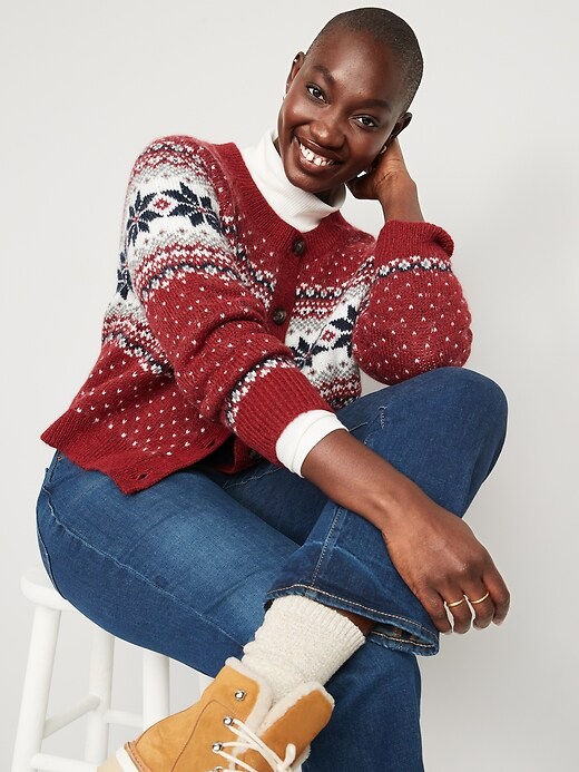 Image number 3 showing, Matching Holiday Fair Isle Cardigan Sweater for Women