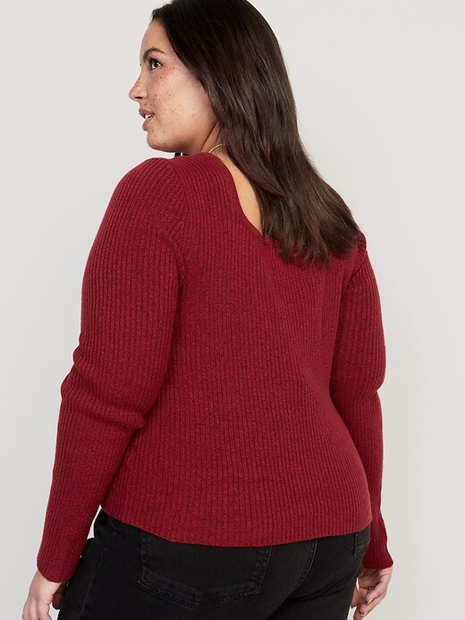 Image number 8 showing, Fitted Cropped Square-Neck Rib-Knit Sweater