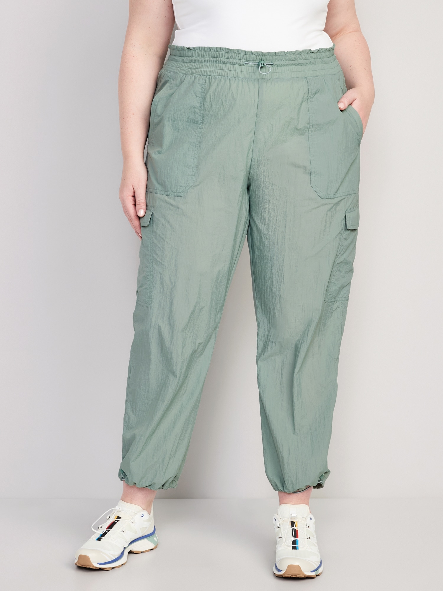 High-Waisted Parachute Cargo Jogger Ankle Pants | Old Navy