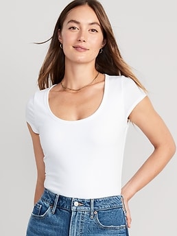 Short-Sleeve Scoop-Neck Bodysuit for Women