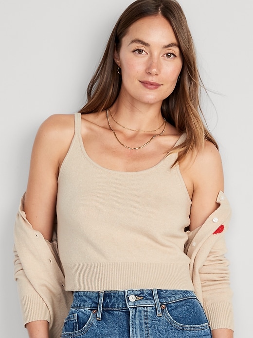 Image number 1 showing, Cozy Cropped Sweater Tank Top