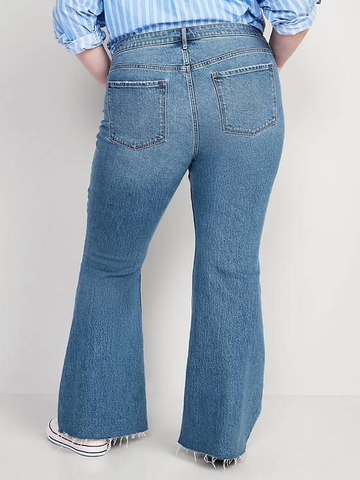Image number 8 showing, Mid-Rise Cut-Off Super-Flare Jeans