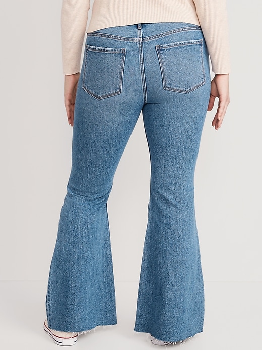 Image number 6 showing, Mid-Rise Cut-Off Super-Flare Jeans
