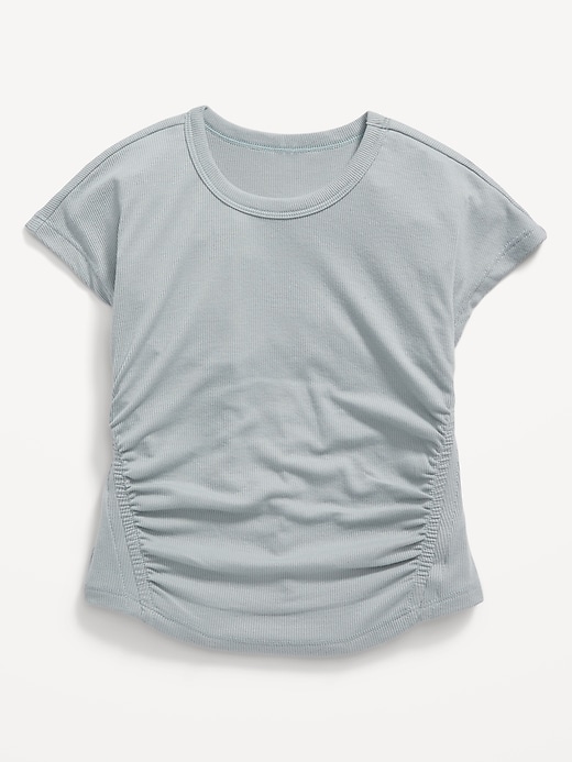 View large product image 1 of 1. UltraLite Short-Sleeve Rib-Knit Side-Ruched T-Shirt for Girls