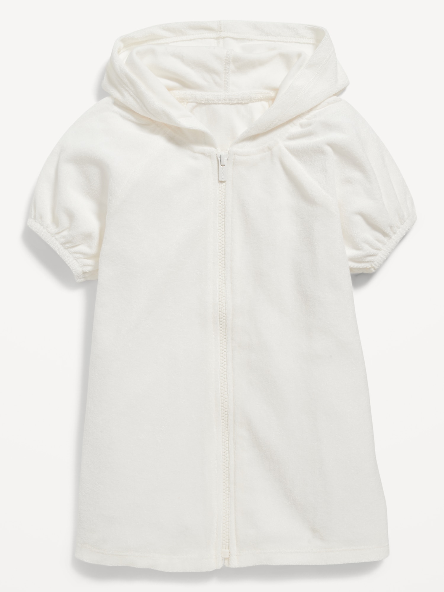 Old Navy Puff Sleeve Hooded Swim Cover-Up Dress for Toddler Girls white. 1