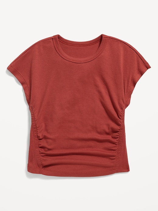 View large product image 2 of 3. UltraLite Short-Sleeve Rib-Knit Side-Ruched T-Shirt for Girls