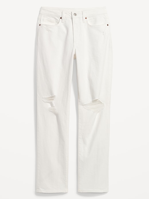 Image number 4 showing, High-Waisted OG Straight White-Wash Ripped Jeans