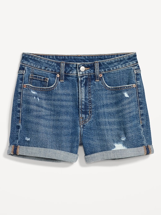 Image number 4 showing, High-Waisted OG Straight Ripped Jean Shorts -- 3-inch inseam