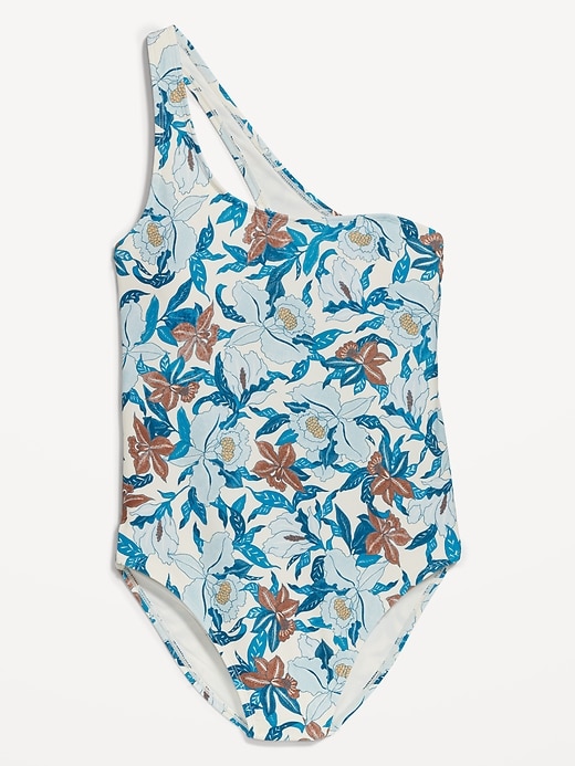 Image number 4 showing, Matching Printed One-Shoulder One-Piece Swimsuit