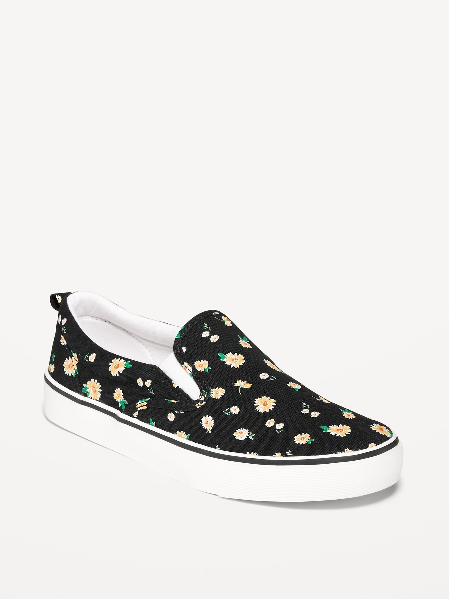 Old Navy Printed Canvas Slip-On Sneakers for Girls black. 1