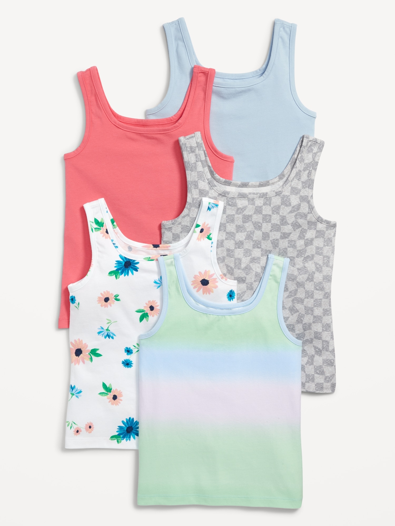 Old Navy Square-Neck Tank Top 5-Pack for Girls blue. 1