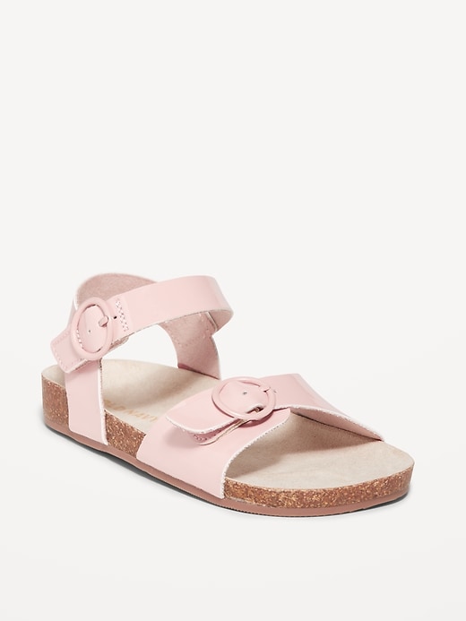 View large product image 1 of 4. Faux Patent-Leather Buckle Sandals for Toddler Girls