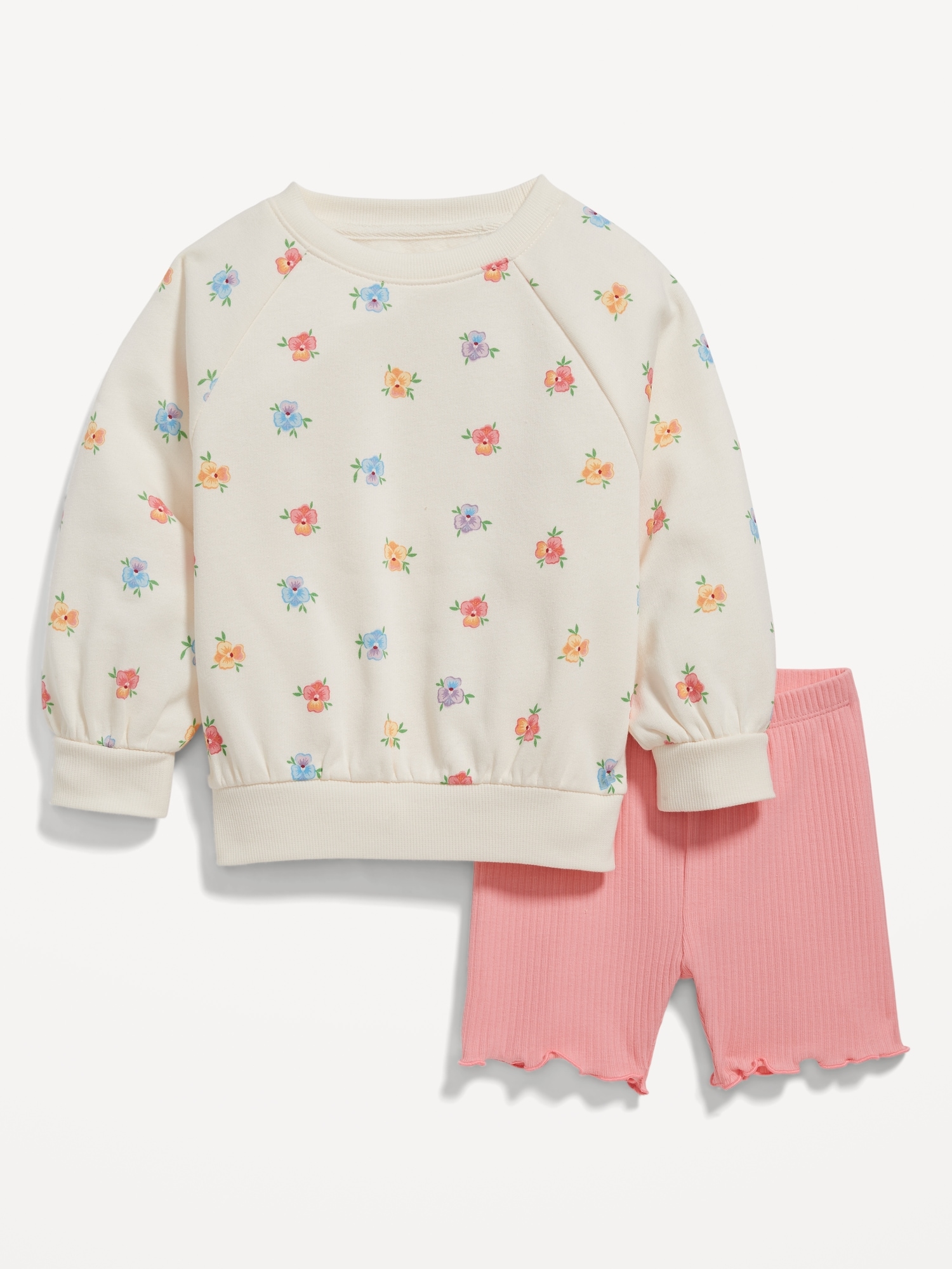 Crew-Neck Graphic Sweatshirt & Biker Shorts Set for Toddler Girls | Old ...