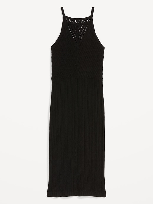 Image number 4 showing, Fitted Sleeveless Chevron-Knit Midi Sweater Dress