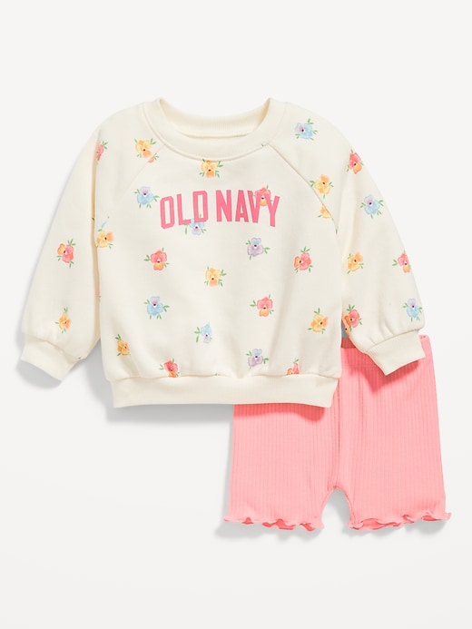 Logo-Graphic Sweatshirt & Biker Shorts Set for Baby | Old Navy