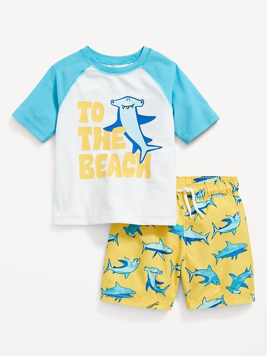 Unisex Graphic Rashguard Swim Top & Trunks for Toddler & Baby | Old Navy