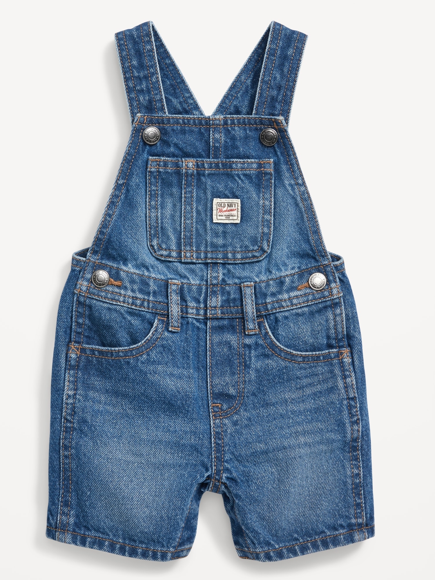 Unisex Slouchy Straight Jean Shortalls for Baby | Old Navy