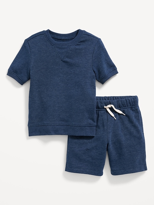 French-Terry Short-Sleeve Sweatshirt & Sweat Shorts Set for Toddler ...