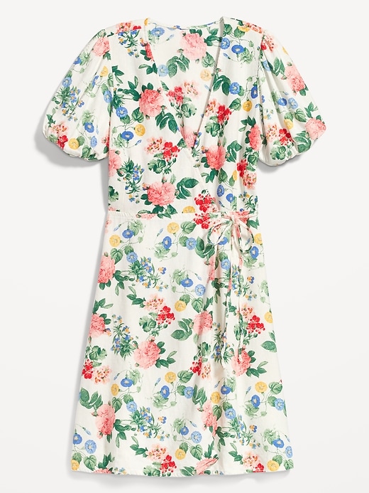Image number 4 showing, Floral Puff-Sleeve Mini Wrap Dress