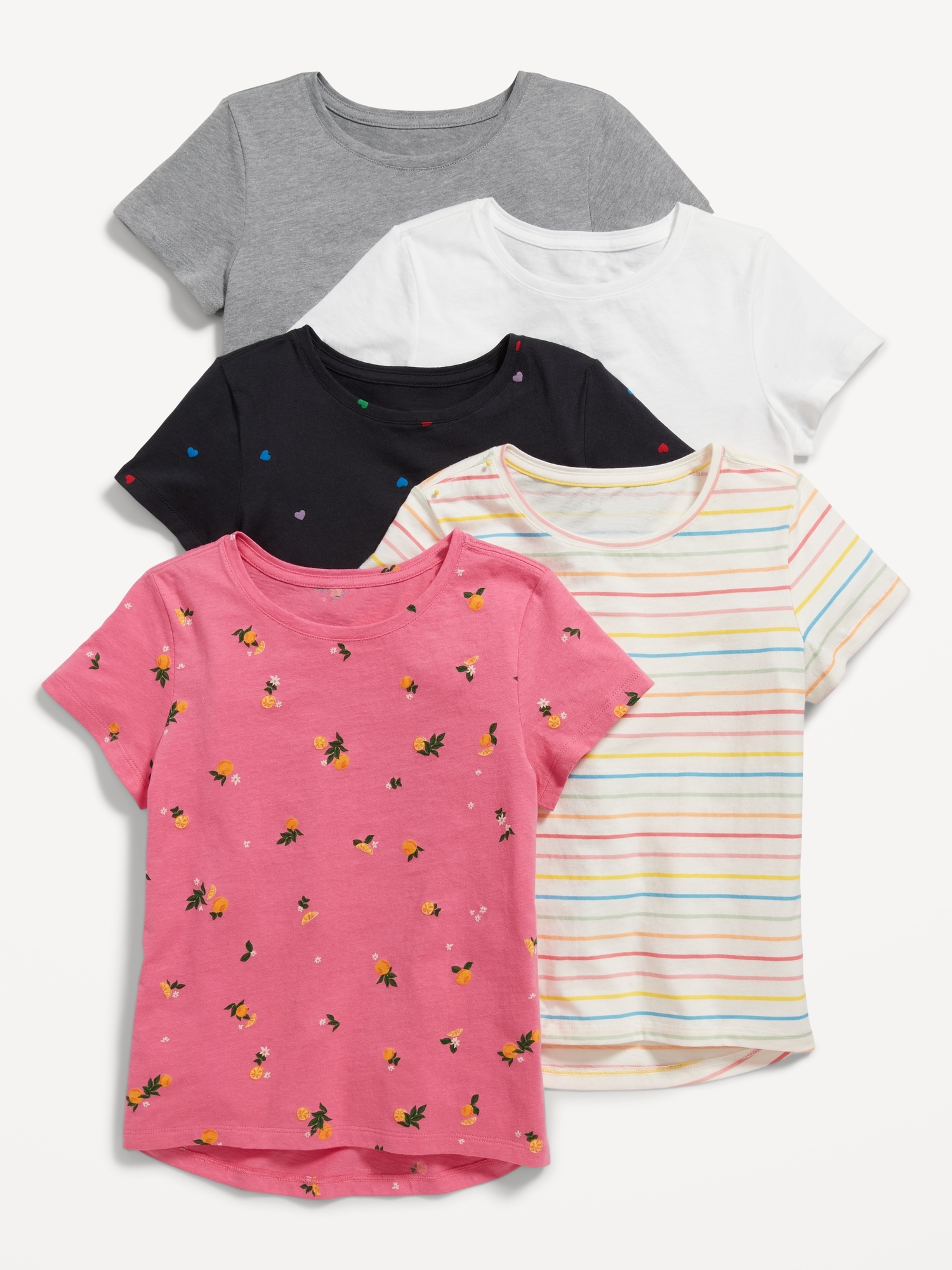 Old Navy Softest Printed T-Shirt 5-Pack for Girls multi. 1