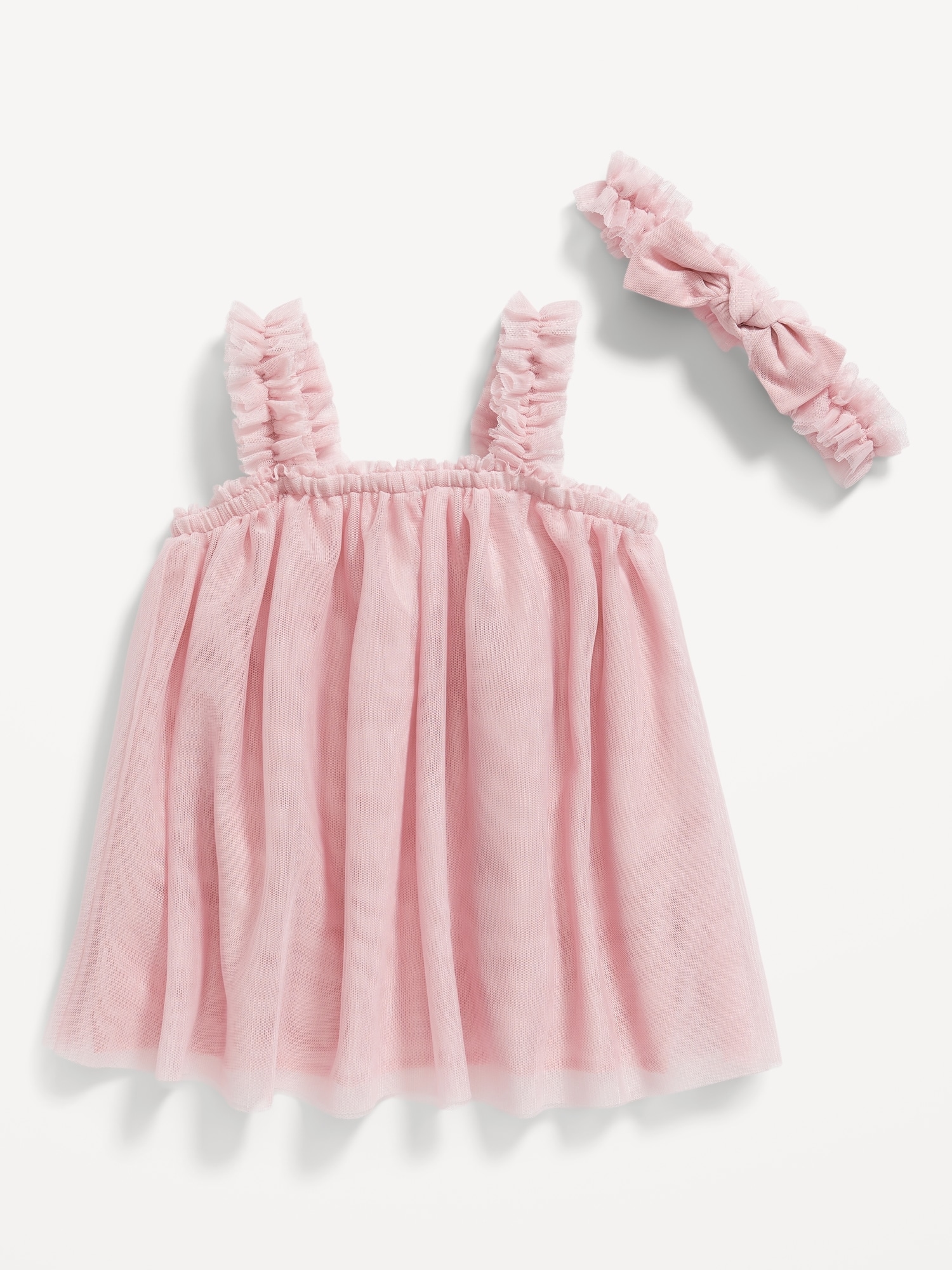 Sleeveless Tulle Swing Dress & Headband Set for Baby