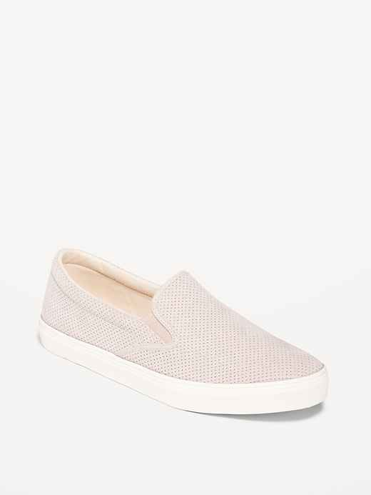 Image number 1 showing, Perforated Faux-Suede Slip-On Sneakers