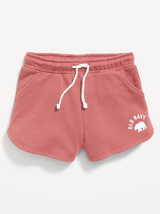 View large product image 1 of 1. Logo-Graphic French Terry Drawstring Dolphin-Hem Shorts for Toddler Girls