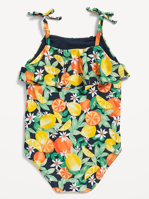View large product image 2 of 3. Matching Patterned Ruffle-Trim One-Piece Swimsuit for Toddler & Baby