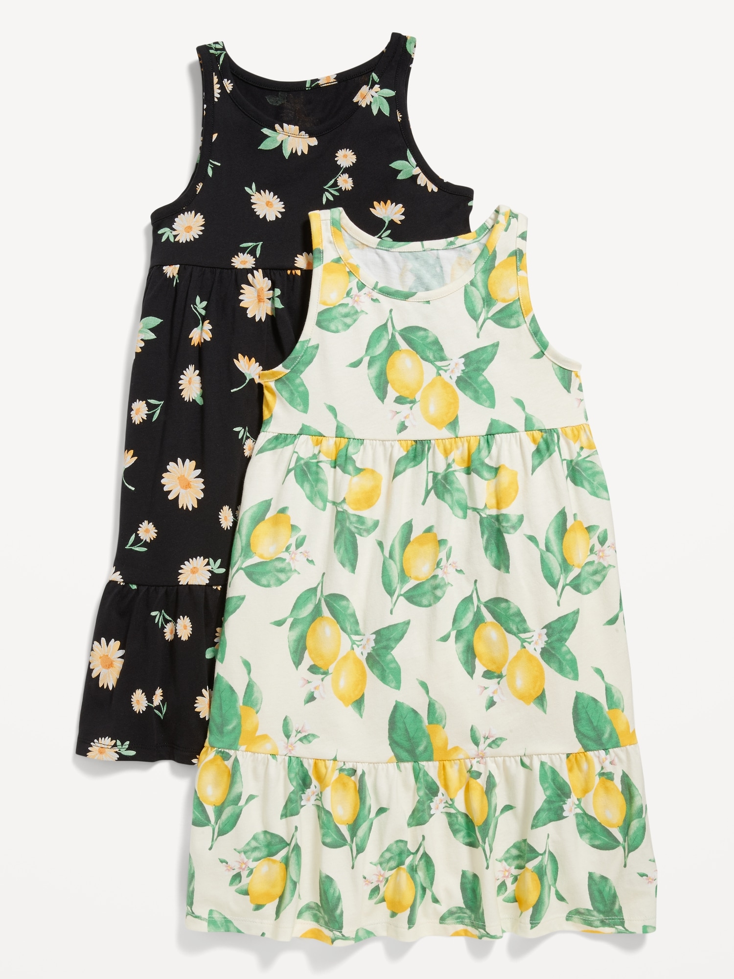 Old Navy Sleeveless Jersey-Knit Printed Dress 2-Pack for Girls yellow. 1