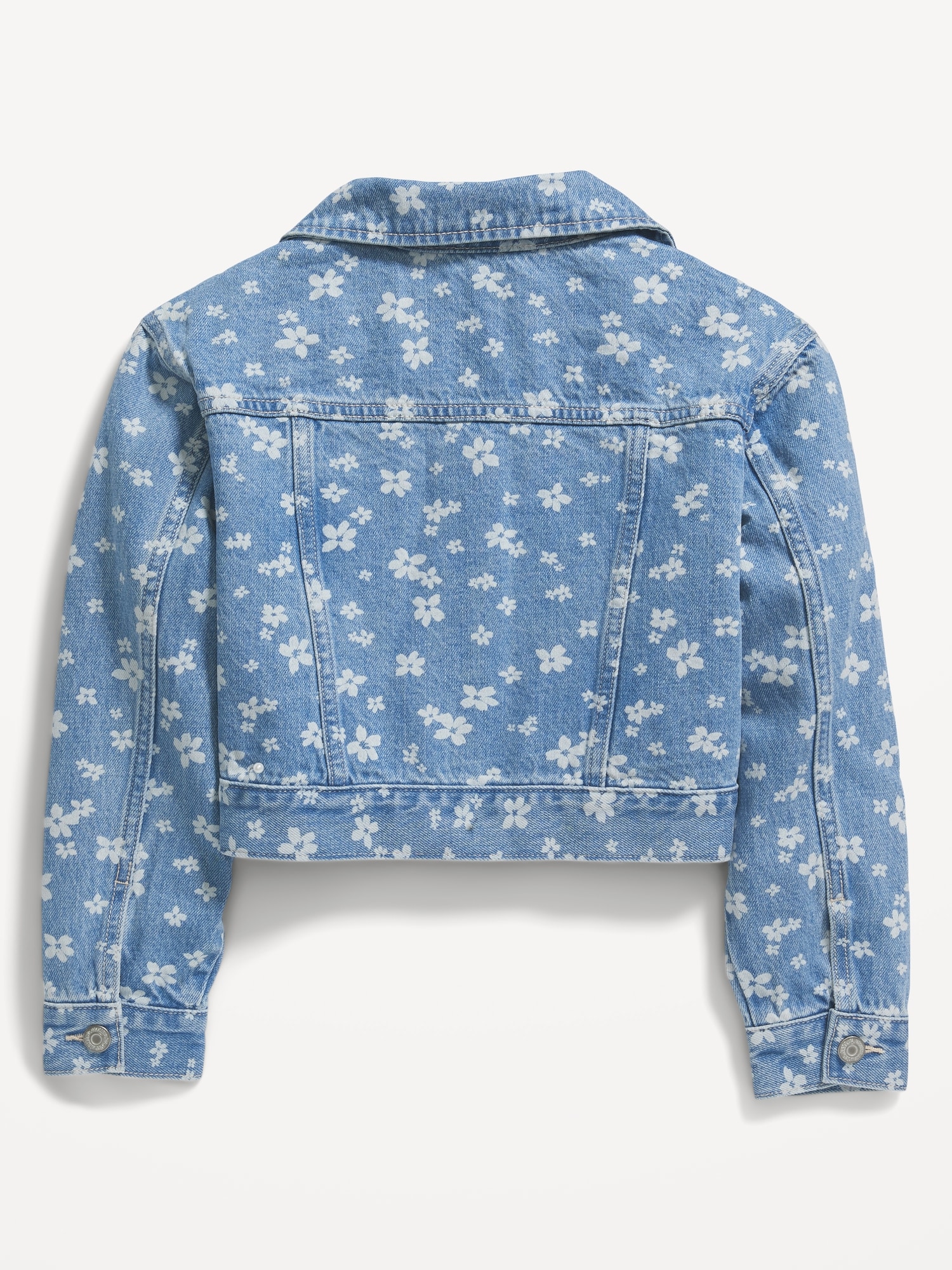 Cropped Floral-Print Jean Trucker Jacket for Girls | Old Navy