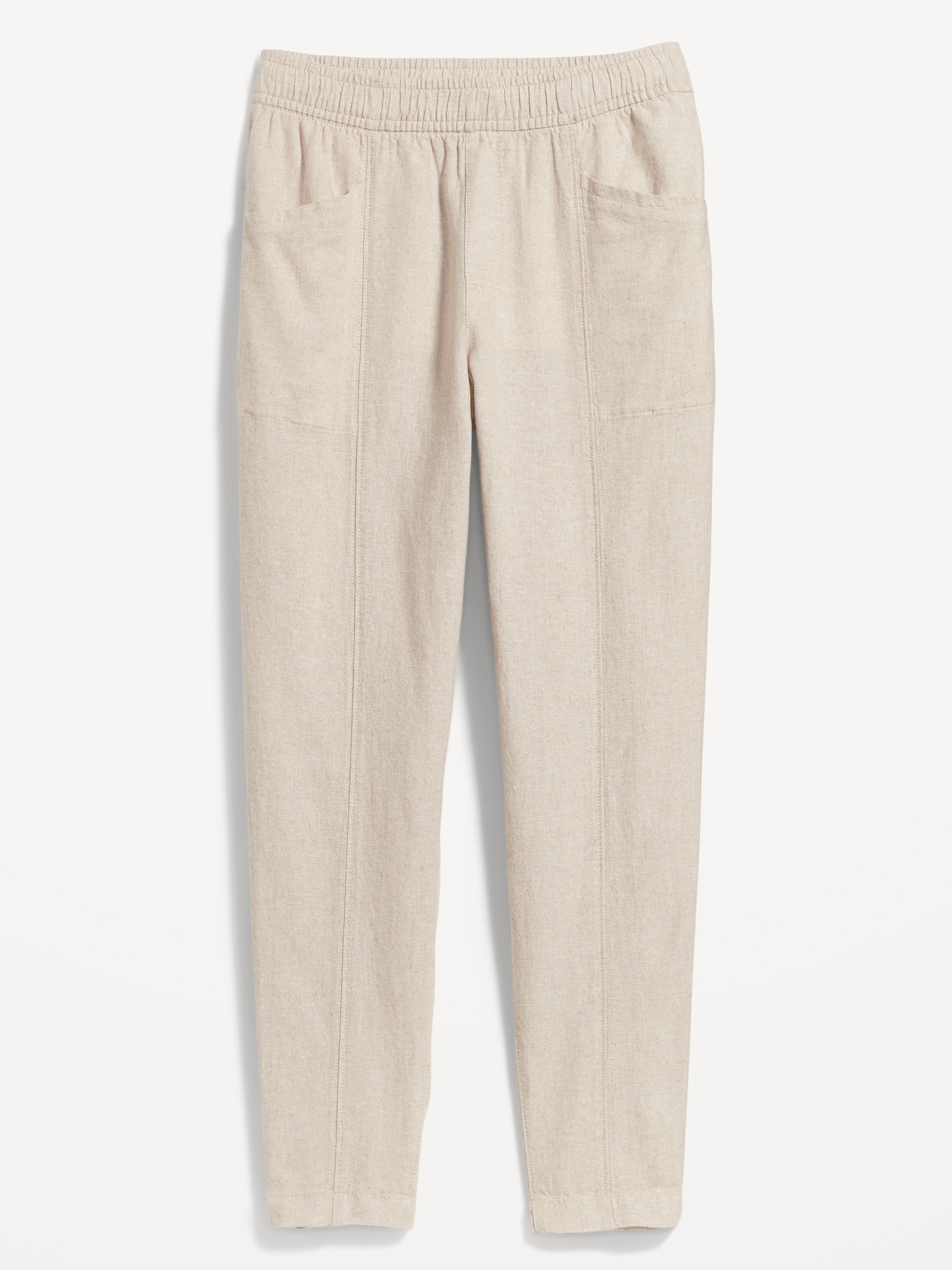 High-Waisted Cropped Linen-Blend Tapered Pants For Women