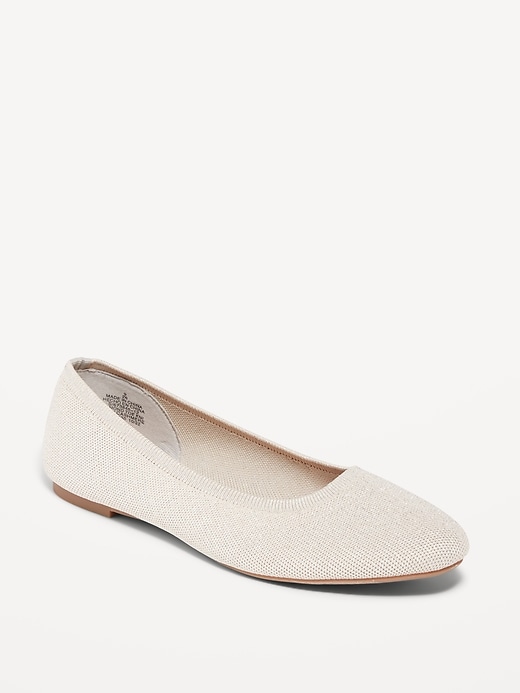 Image number 1 showing, Knit Almond-Toe Ballet Flats