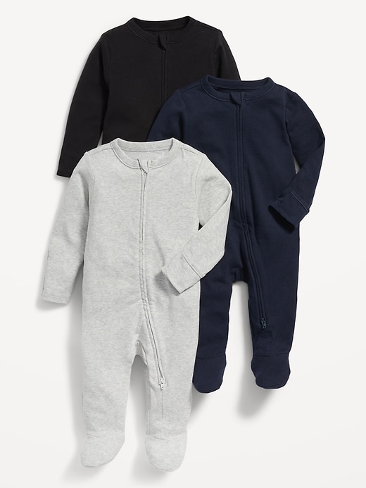 View large product image 1 of 1. Unisex 3-Pack Sleep & Play 2-Way-Zip Footed One-Piece for Baby