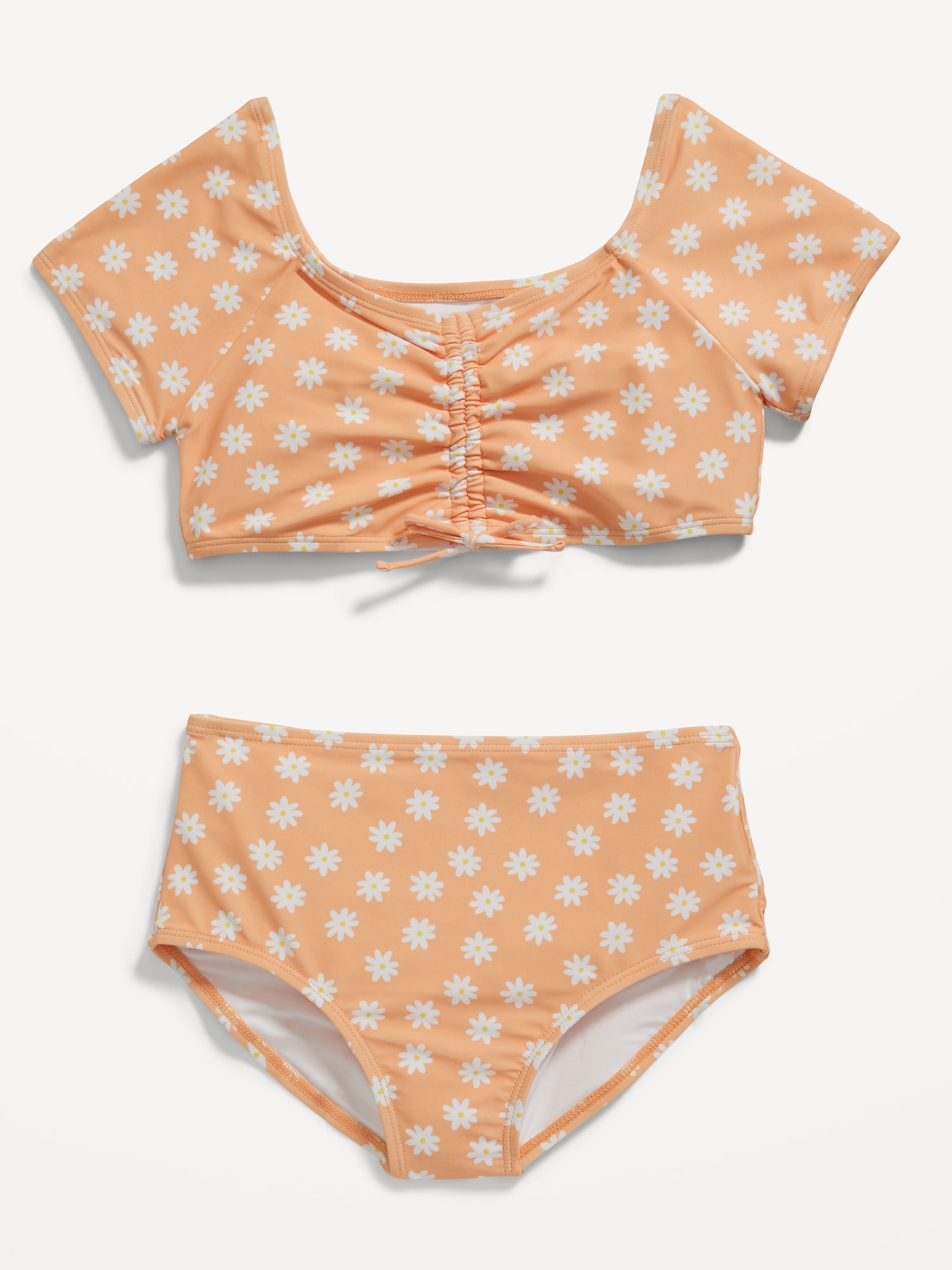 Old Navy Patterned Ruched Bikini Swim Set for Girls orange. 1