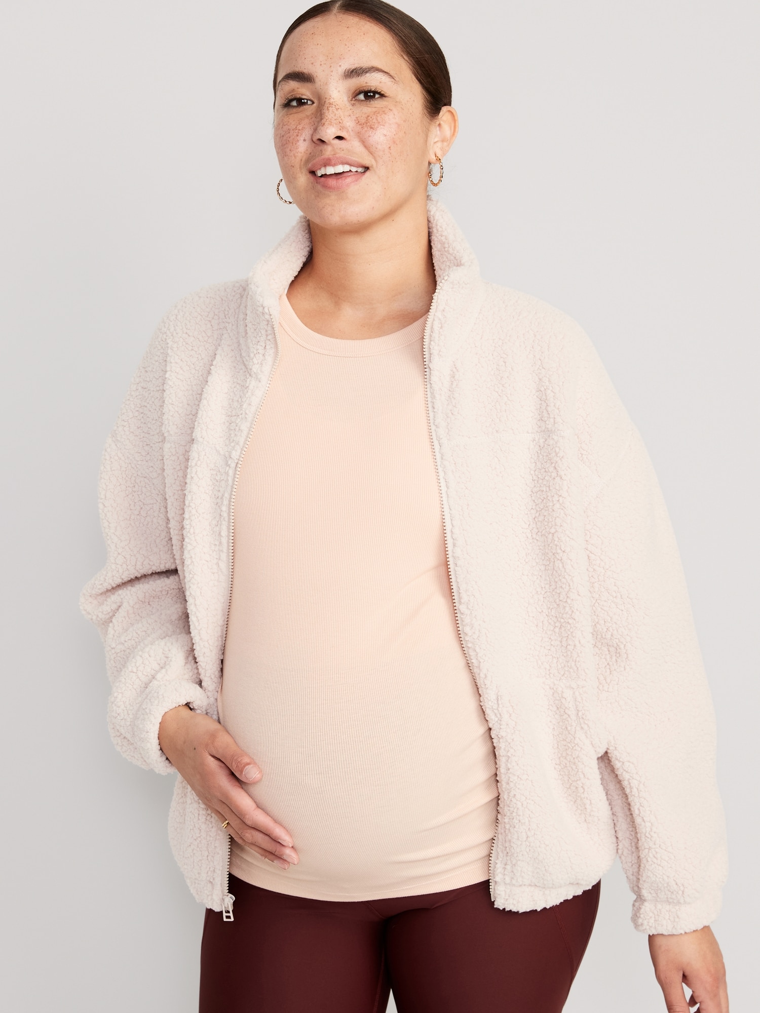 Maternity Cozy Sherpa ZipFront Sweatshirt Old Navy