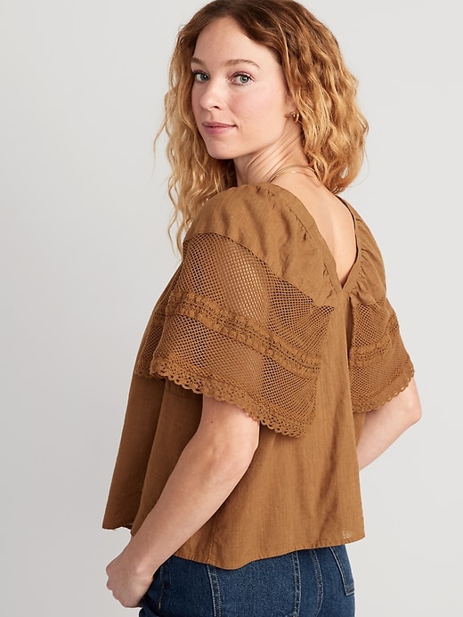 Crochet Flutter-Sleeve Swing Top | Old Navy