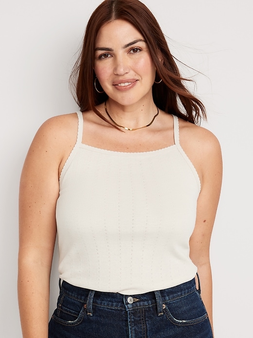 Image number 5 showing, Scallop-Trimmed Pointelle-Knit Cami Top