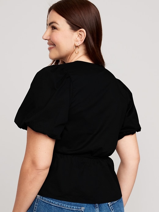 Image number 6 showing, Waist-Defined Puff-Sleeve Tie-Wrap Blouse